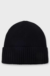 BEANIE HAT IN VIRGIN WOOL WITH LOGO PLAQUE