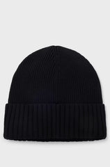 BEANIE HAT IN VIRGIN WOOL WITH LOGO PLAQUE