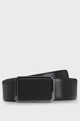 ITALIAN-LEATHER BELT WITH PLAQUE MONOGRAM BUCKLE