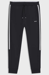 STRETCH-COTTON TRACKSUIT BOTTOMS WITH STRIPE INSERT