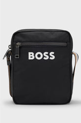 CROSSBODY BAG WITH CONTRAST LOGO AND SIGNATURE-STRIPE STRAP