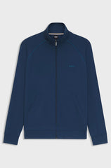 STRETCH-COTTON JACKET WITH PIPING AND LOGO