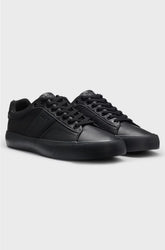 FAUX-LEATHER TRAINERS WITH PLAIN AND GRAINED TEXTURES