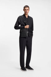 ENVELOPE BAG IN GRAINED ITALIAN LEATHER WITH EMBOSSED LOGO