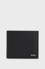 GRAINED-LEATHER BILLFOLD WALLET WITH METAL LOGO