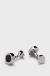 ROUND CUFFLINKS WITH BLACK-ENAMEL INSERT