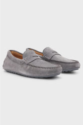 SUEDE MOCCASINS WITH PENNY TRIM