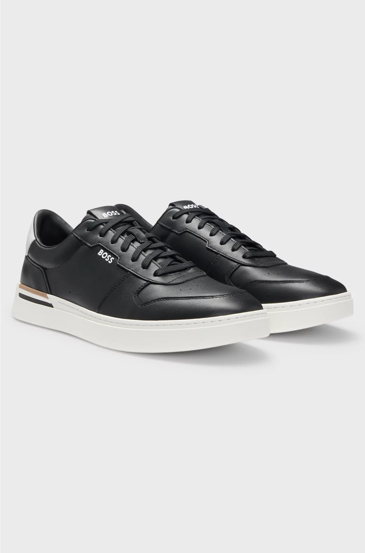 LEATHER TRAINERS WITH LOGO DETAILS