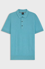 REGULAR-FIT KNIT POLO BLENDED WITH COTTON