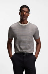MERCERISED-COTTON T-SHIRT WITH GRID PATTERN