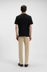 PIMA-COTTON POLO SHIRT WITH PATTERNED COLLAR