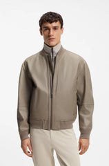 REGULAR-FIT JACKET IN TEXTURED LEATHER