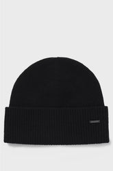 CASHMERE BEANIE HAT WITH LOGO PLAQUE