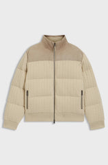 DOWN JACKET IN WOOL AND CASHMERE WITH SUEDE TRIMS