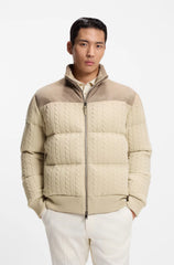 DOWN JACKET IN WOOL AND CASHMERE WITH SUEDE TRIMS