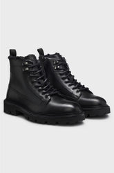 LEATHER HALF BOOTS WITH FAUX-FUR LINING