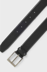 GRAINED ITALIAN-LEATHER BELT WITH POLISHED PIN BUCKLE