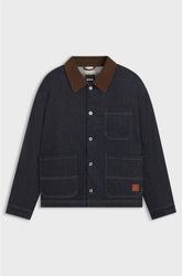CONTRAST-COLLAR JACKET IN INDIGO DENIM