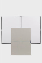 A5 NOTEBOOK IN GREY FAUX LEATHER WITH ELASTICATED BAND