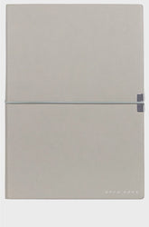 A5 NOTEBOOK IN GREY FAUX LEATHER WITH ELASTICATED BAND