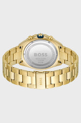 BLUE-DIAL CHRONOGRAPH WATCH WITH GEOMETRIC BEZEL