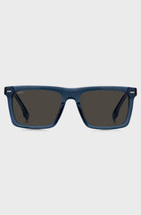 BLUE-ACETATE SUNGLASSES WITH PATTERNED CARBON-FIBRE TEMPLES