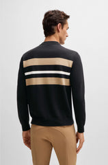 EQUESTRIAN COTTON SWEATER WITH CONTRASTING STRIPES