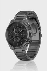 BLACK-PLATED CHRONOGRAPH WATCH WITH TRANSPARENT DIAL