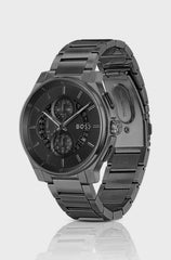 BLACK-PLATED CHRONOGRAPH WATCH WITH TRANSPARENT DIAL