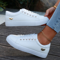 White Low-Top Comfortable Orthopedic Sports Sneakers
