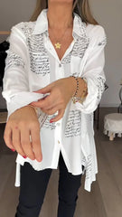 New Letter Print Fashion Lapel Shirt (Buy 2 Free Shipping)