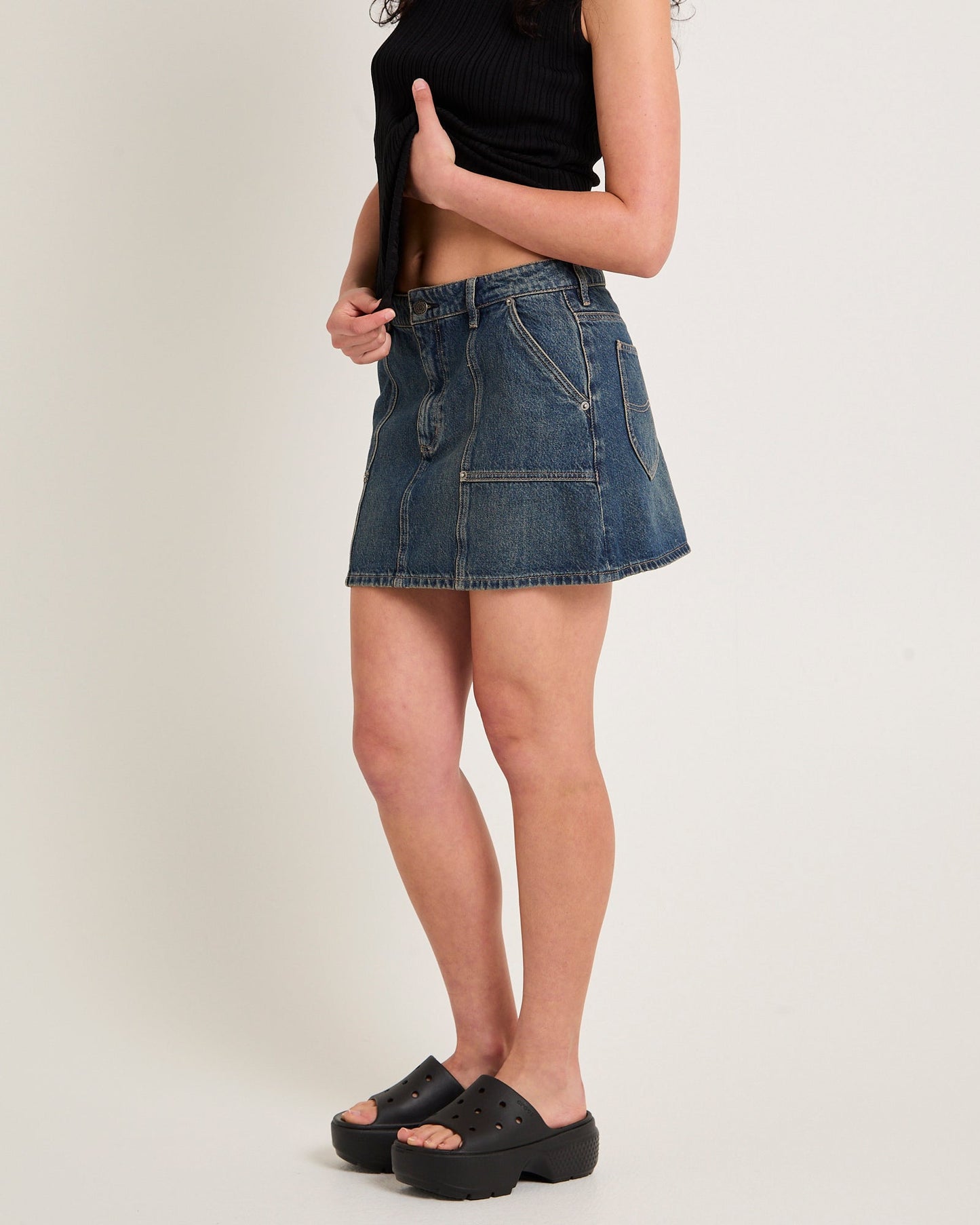 Worker Denim Mini Skirt