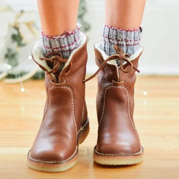 Waterproof Wool Lined Leather Orthopaedic Snow Boots