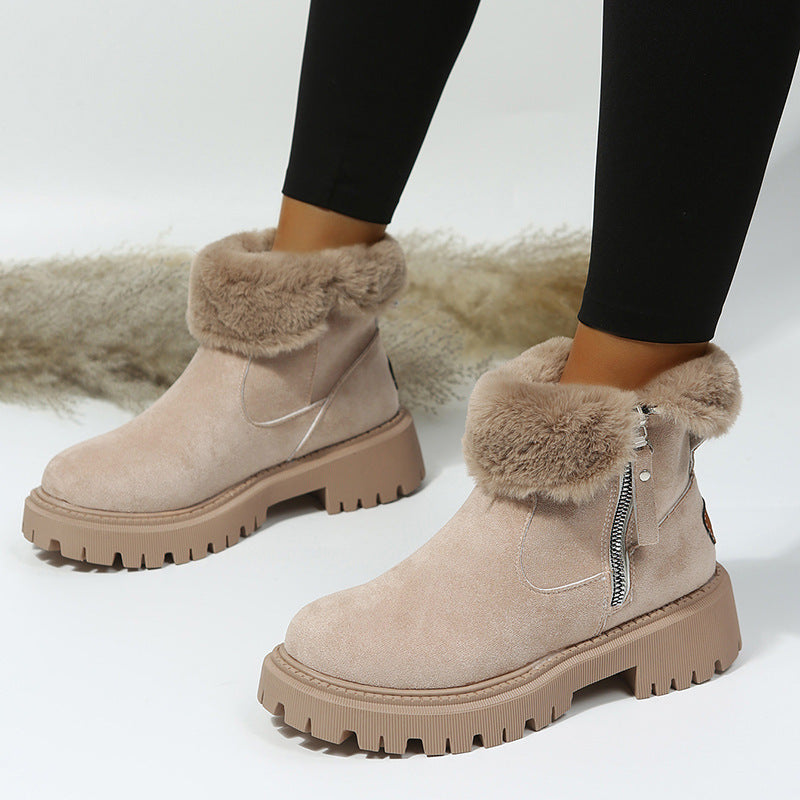 Women's Plush-Lined Ankle Martin Zipper Boots ( BUY 2 FREE SHIPPING )