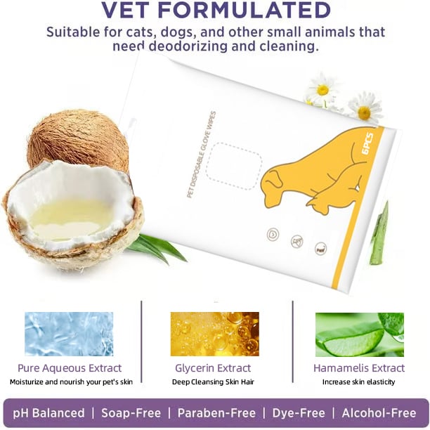 🔥Best-selling in 2025🔥Deodorizing Pet Glove Wipes For Dogs (6 Pcs / 1 Pack)