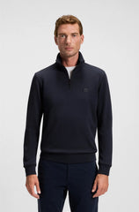ZIP-NECK SWEATSHIRT IN COTTON TERRY WITH LOGO PATCH