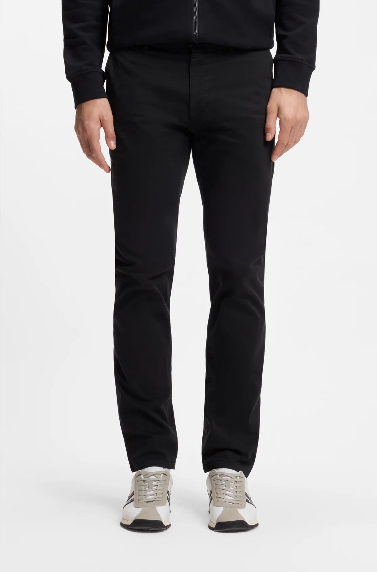 SLIM-FIT TROUSERS IN STRETCH-COTTON SATIN