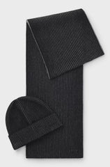 TWO-TONE-KNIT HAT AND SCARF GIFT SET