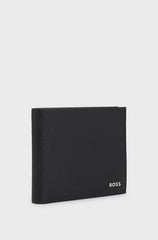 GRAINED-LEATHER BILLFOLD WALLET WITH METAL LOGO