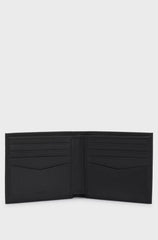 GRAINED-LEATHER BILLFOLD WALLET WITH METAL LOGO