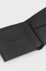 GRAINED-LEATHER WALLET WITH LOGO LETTERING