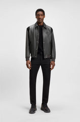 LEATHER JACKET WITH CONTRAST DETAILS