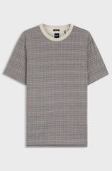 MERCERISED-COTTON T-SHIRT WITH GRID PATTERN