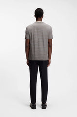 MERCERISED-COTTON T-SHIRT WITH GRID PATTERN