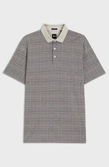 MERCERISED-COTTON POLO SHIRT WITH GRID PATTERN
