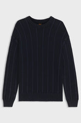 COTTON SWEATER WITH RIB AND RICECORN STRUCTURES