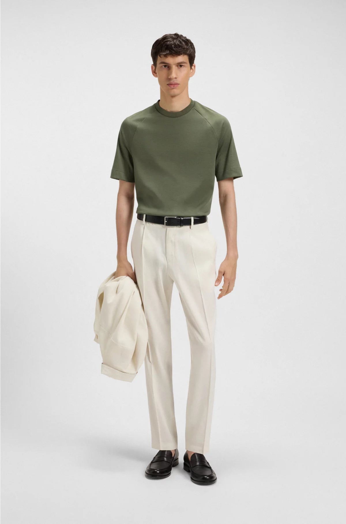 REGULAR-FIT T-SHIRT IN MERCERISED STRETCH FABRIC
