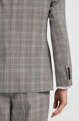 SLIM-FIT JACKET IN CHECKED VIRGIN WOOL AND SILK