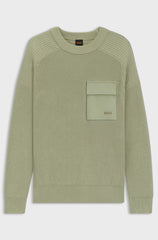 RIBBED-COTTON SWEATER WITH CONTRAST POCKET