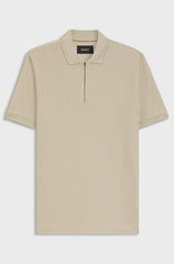 STRUCTURED-COTTON POLO SHIRT WITH ZIP PLACKET